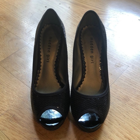 Madden Girl Sequin Open Toe Heels - Picture 1 of 7